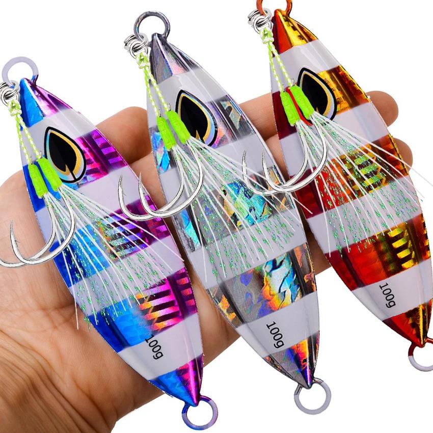 1 pièces haute qualité métal nuit lueur lente gabarit leurre de pêche 40g 60g-200g éviers rapidement