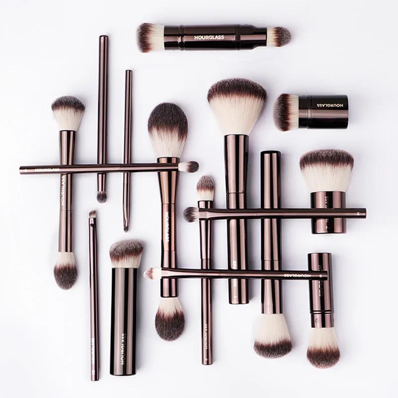 Hourglass-Pinceaux de maquillage, poudre, fond de teint, correcteur, fard à joues, bronzant, ombre à