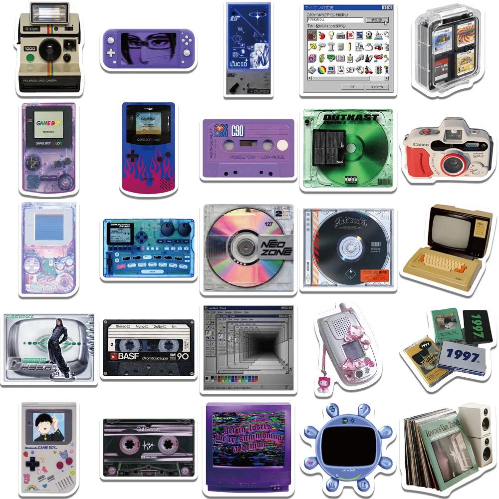 10/30/50pcs Rétro Mignon Téléphone Ordinateur Console De Jeu Dessin Animé Autocollants Ordinateur Po
