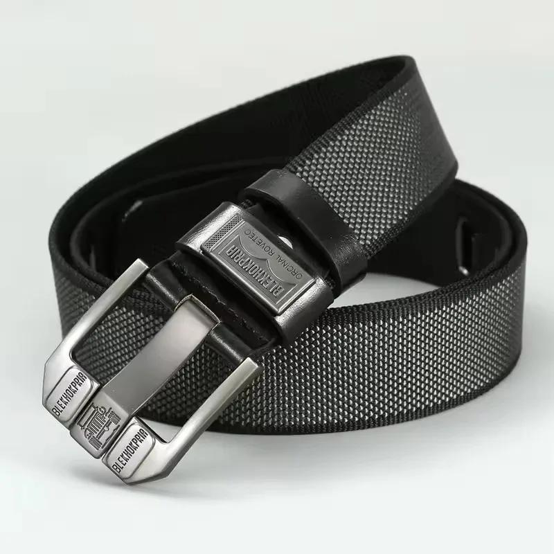 Nouvelle mode hommes boucle ardillon jeunesse salopette toile ceinture ceinture décontracté rétro dé