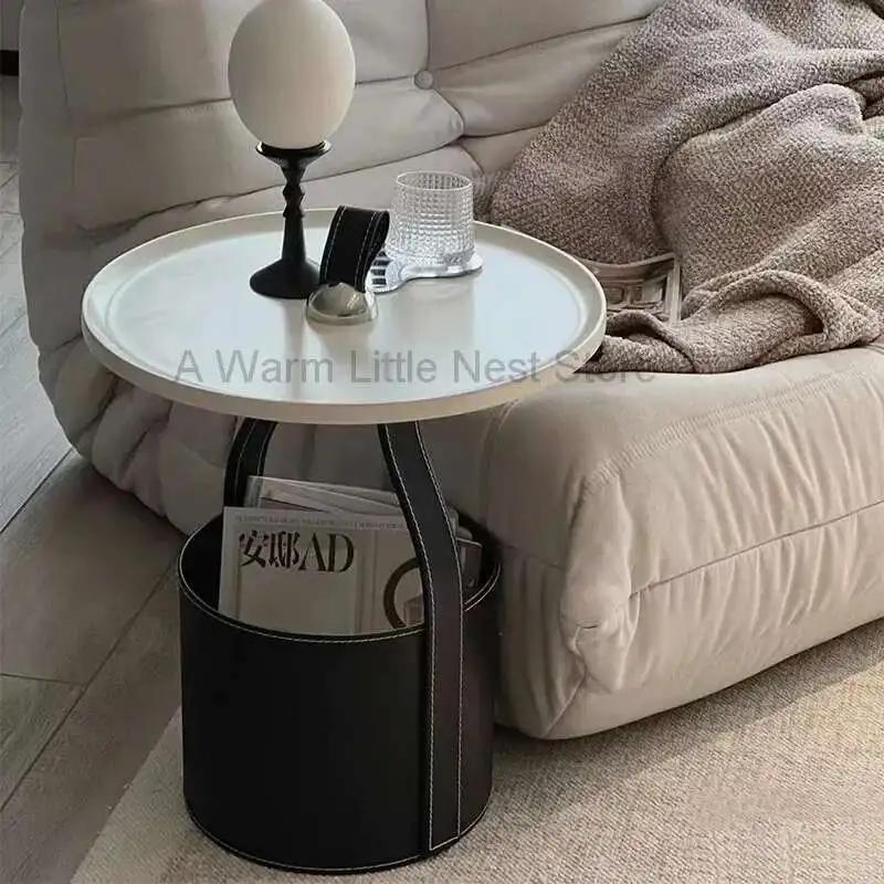 Table basse ronde Mobile d'appoint pour canapé, selle de chambre à coucher, armoire de chevet en cui