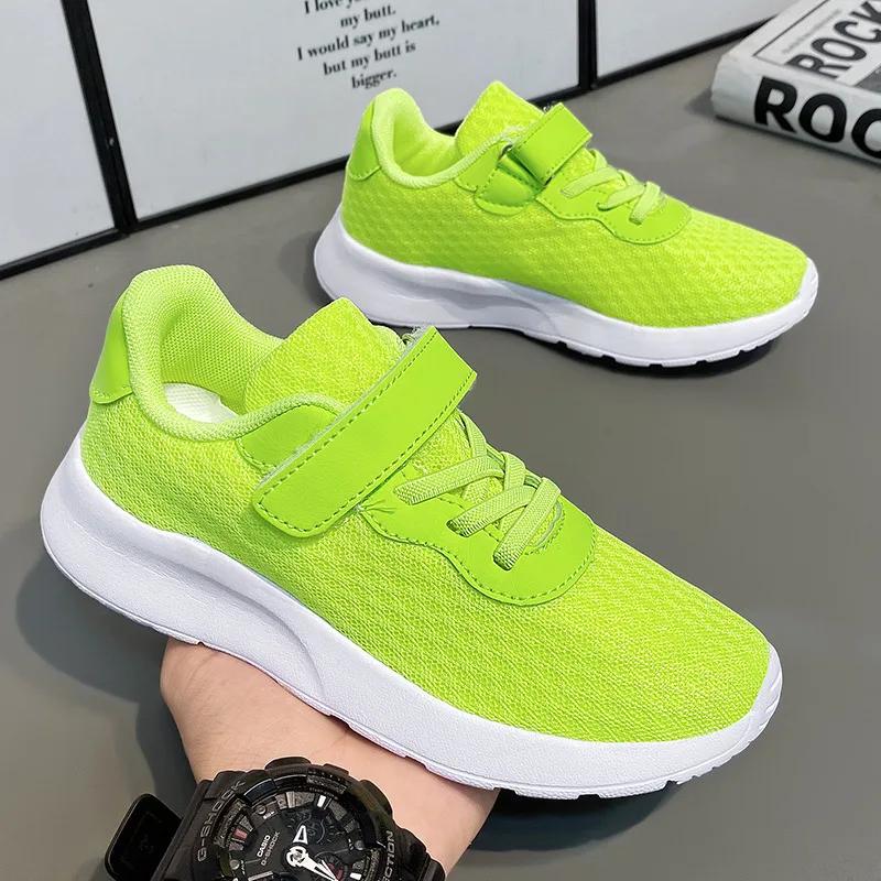 Baskets enfants mode verte pas cher 2023 - Chaussures sport plein air légères garçon fille 28-39
