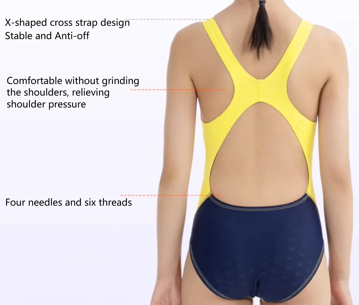 Maillot de bain de compétition pour filles, Triangle en peau de requin, haute Performance, maillot d
