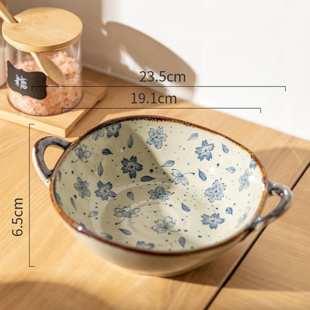 Bol à nouilles japonais de 7.5 pouces, bol à soupe en céramique avec poignée, bol à pâtes à salade, 