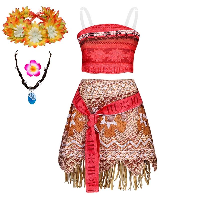 Robe du film Disney Moana pour filles, Costume de fête Cosplay d'halloween, vêtements fantaisie de p