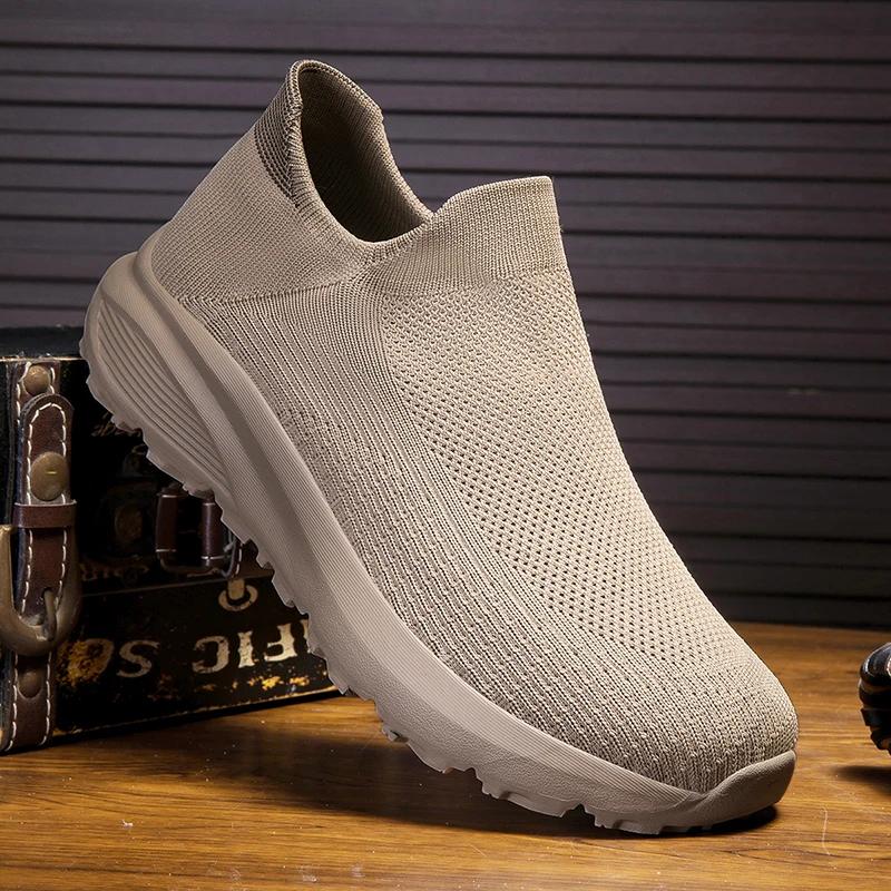 Chaussures de marche homme antidérapantes respirantes - Baskets sport été mode large pied
