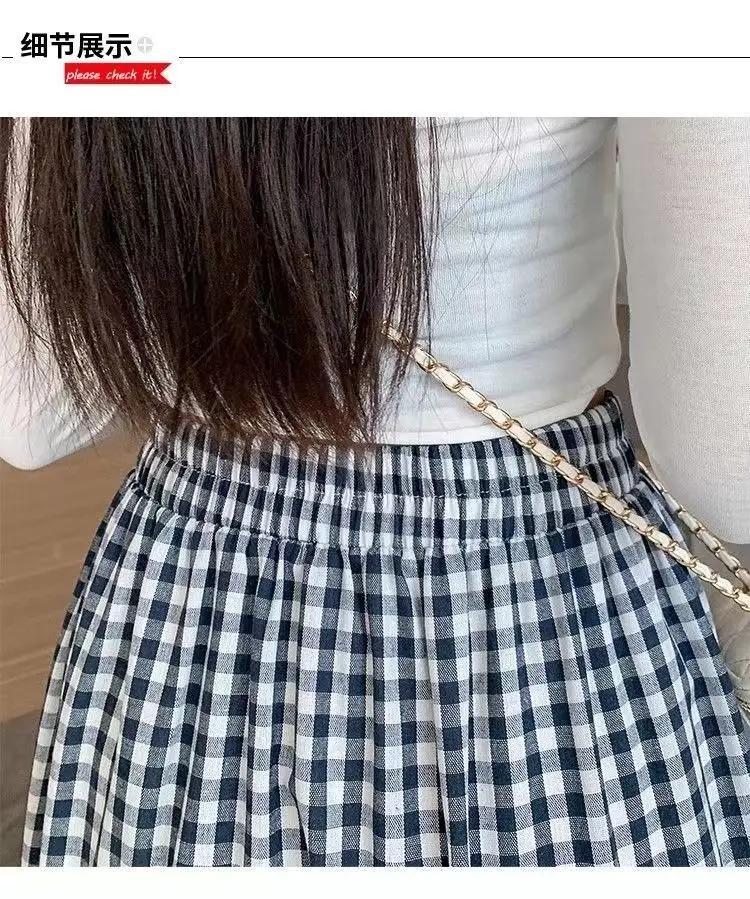 Jupe à plusieurs niveaux en Patchwork pour femmes, Vintage, à carreaux, taille haute, taille élastiq