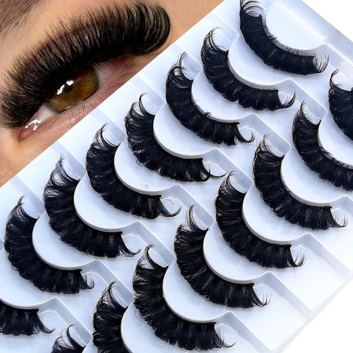 HBZGTLAD cils 8 paires DD curl bandes russes cils Faux vison maquillage cils 3D vison cils naturel F