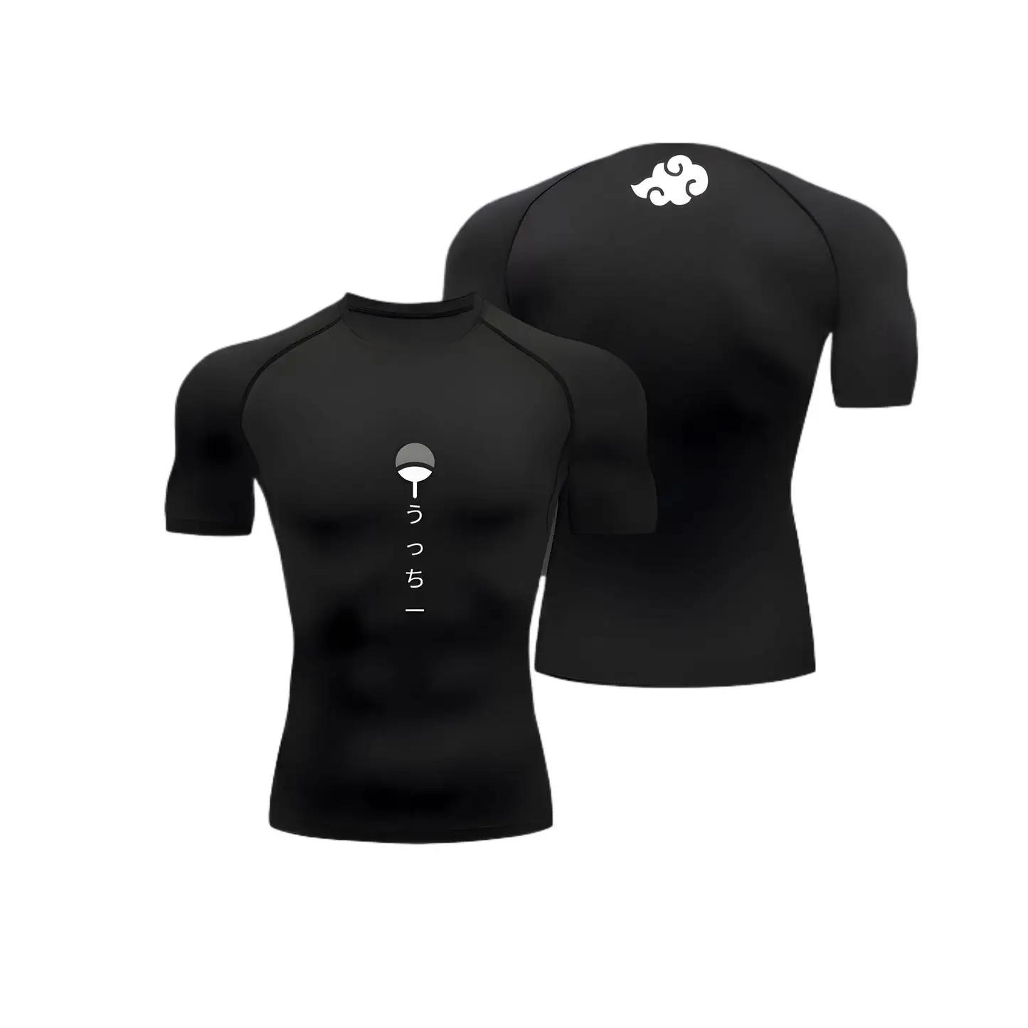 Chemise de Compression Anime pour hommes, imprimé d'été, manches courtes, protection contre les érup