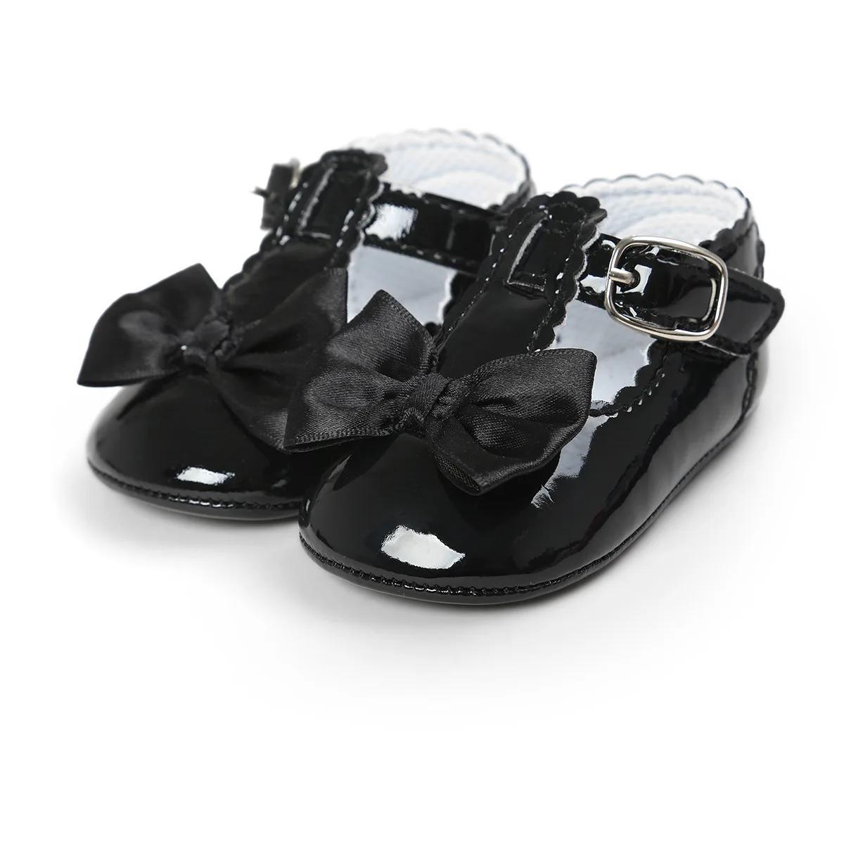 MRovior-Chaussures classiques pour bébés filles, semelle en caoutchouc avec nœud papillon, anti-alde