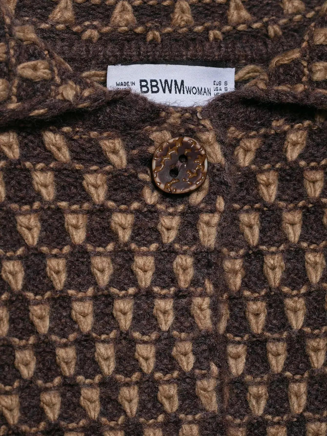 Cardigans tricotés à manches longues pour femmes, marron, élégant, revers, simple boutonnage, pull a