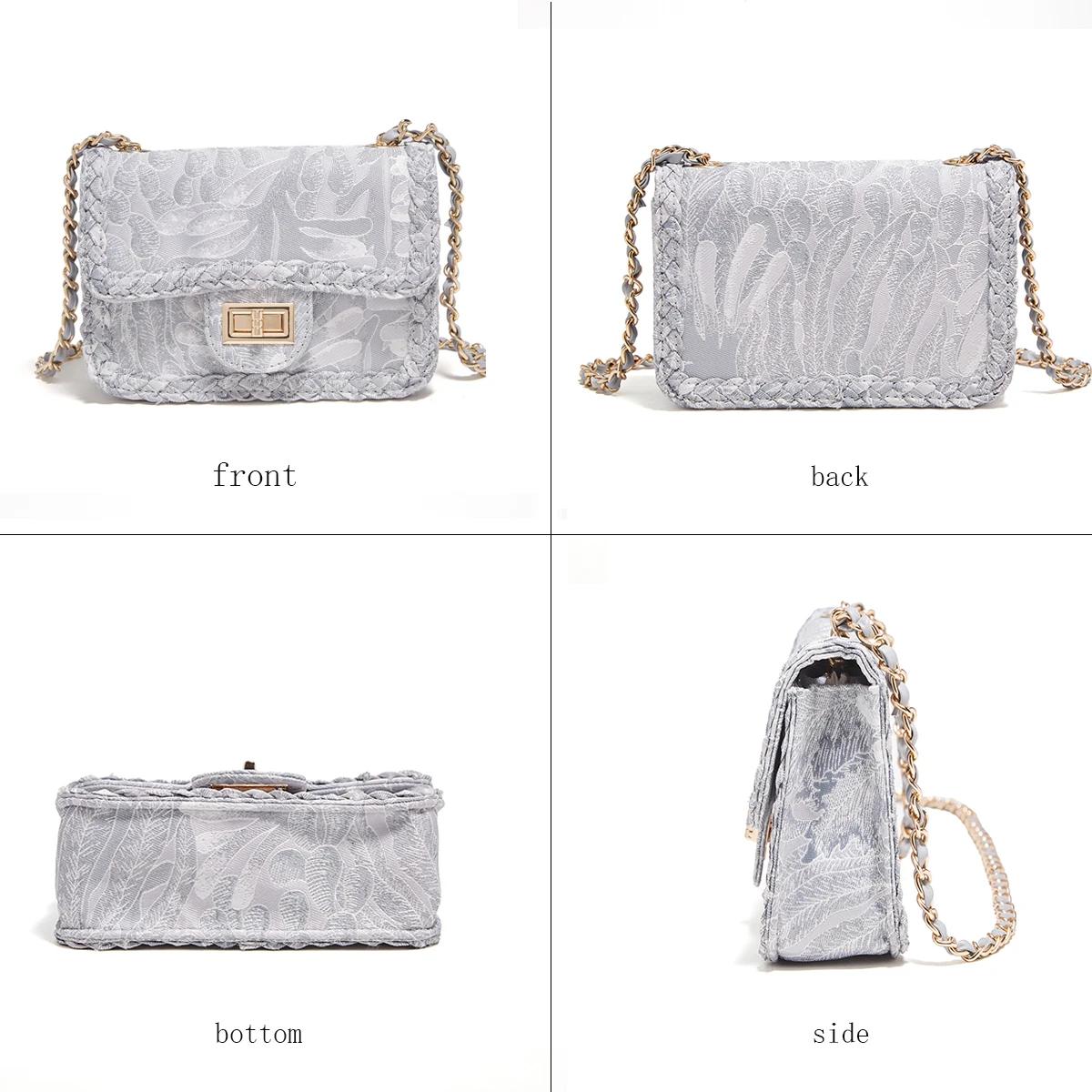 FOXER Sac bandoulière de luxe avec broderie florale pour femme – Sac à bandoulière élégant avec chaî