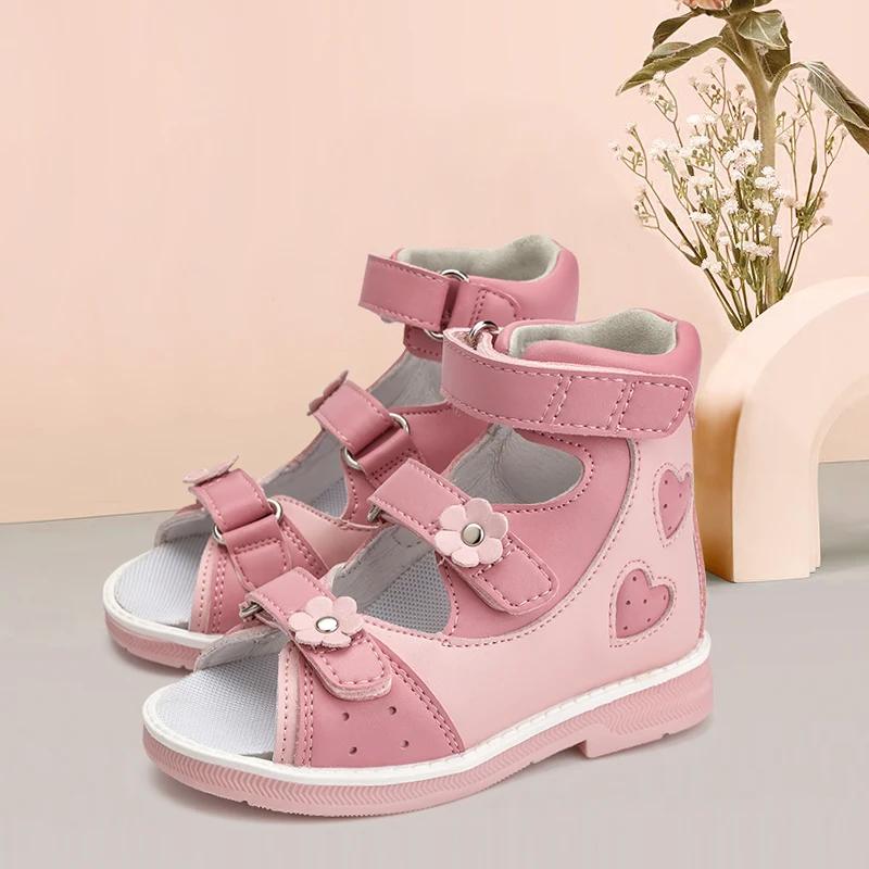 Sandales orthopédiques pour enfants boutons de fleurs pour enfants haut support de cheville correcti