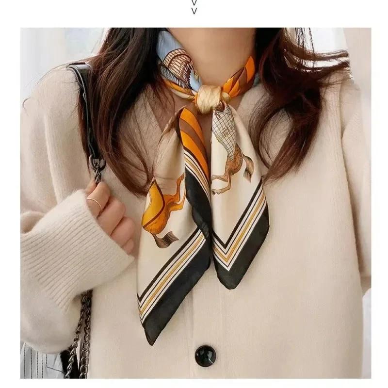 Châle carré en soie de luxe pour femmes, écharpe en Satin, enveloppes de mode, foulard, bandes de ch