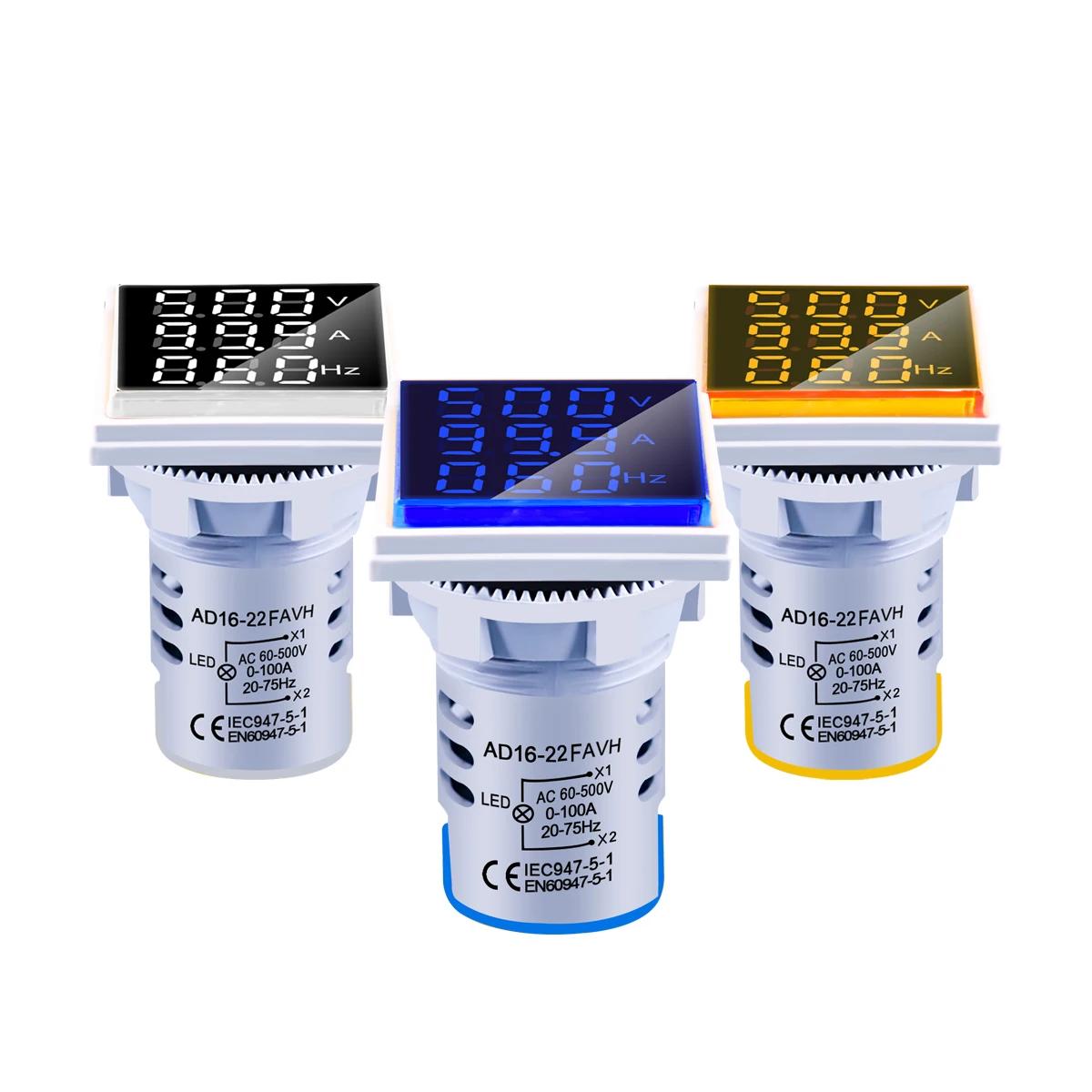 Voltmètre numérique LED AC 60-500V 1-100A, ampèremètre, fréquencemètre HZ, voyants lumineux, testeur