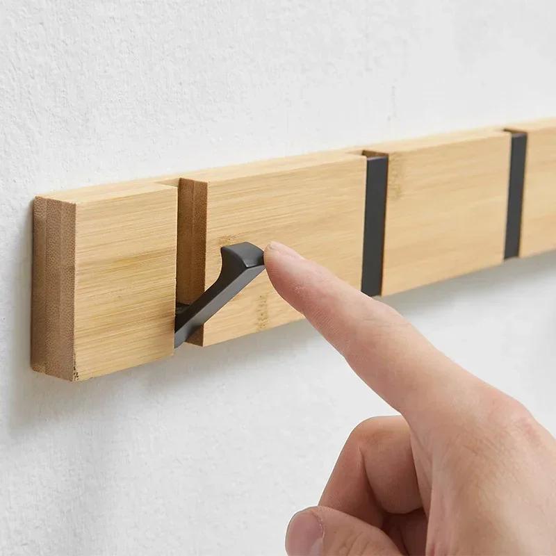 Crochet invisible en bois, créatif, en aluminium, blanc, noir, mural, porte-manteau, porte-serviette