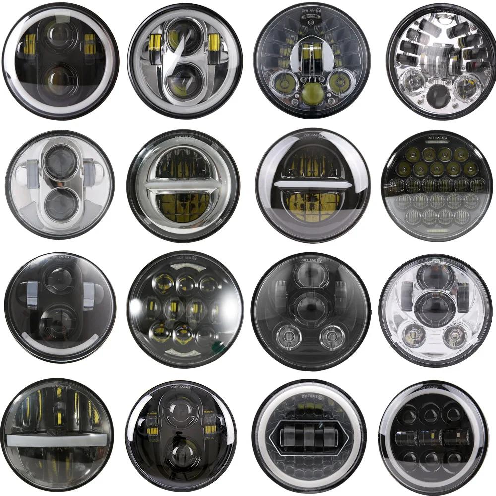 Phare universel pour moto Harley Indian Scout et Honda, lampe de sauna, phare, voiture, LED, H4, 5 p