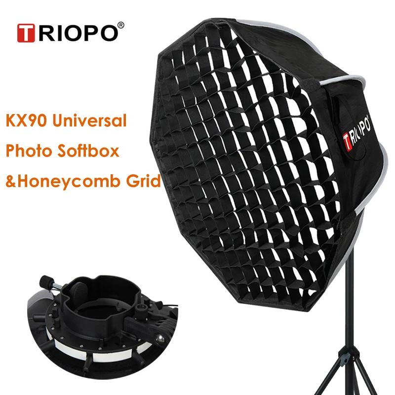 Triopo 90 cm universel extérieur parapluie octogonal Softbox avec grille en nid d'abeille Speedlite 