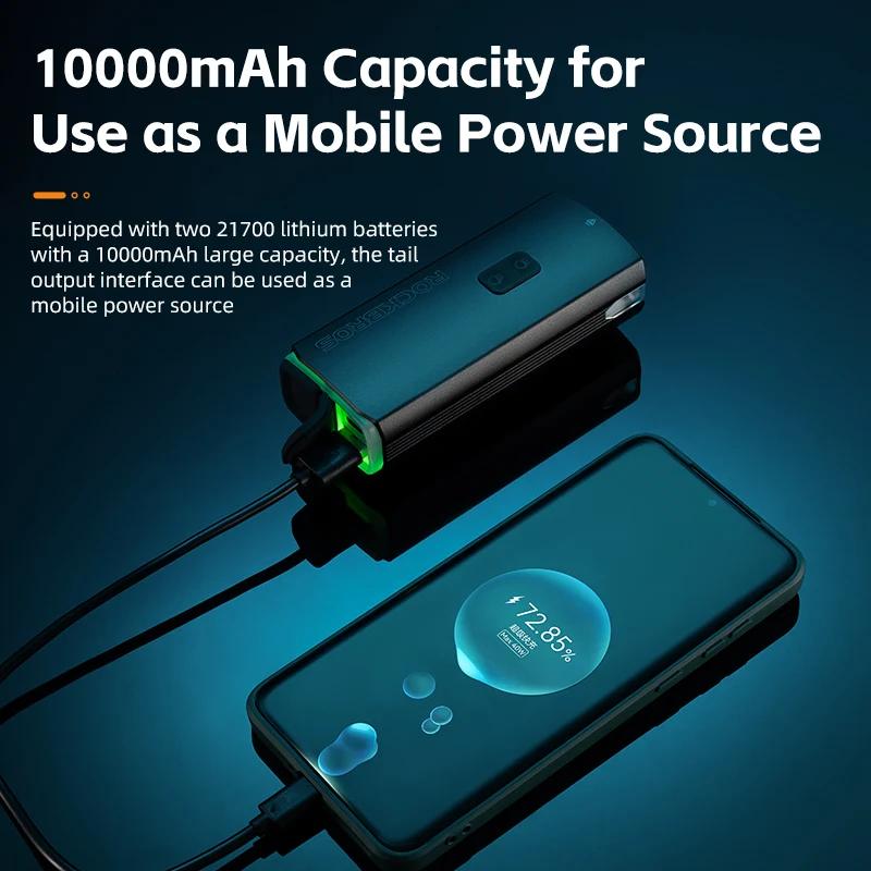 ROCKBROS 3000LM lumière de vélo type-c charge lampe avant 10000mAh lumière de vélo IPX6 alliage d'al