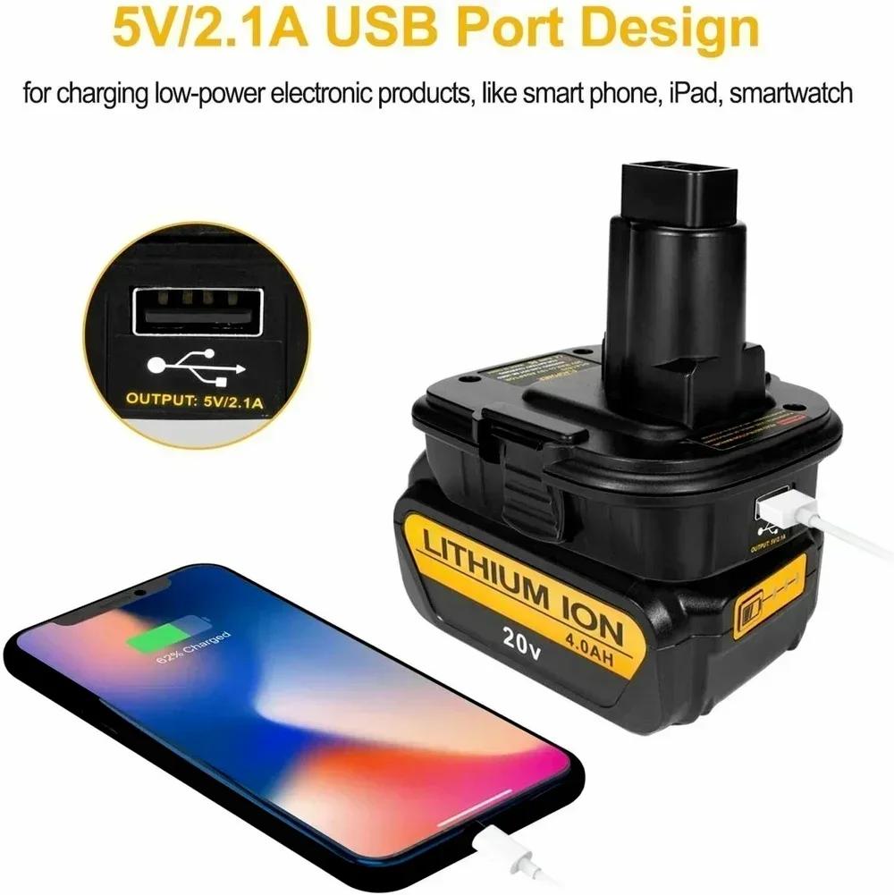Adaptateur de batterie avec port USB pour Dewalt vers pour outils Ryobi pour batterie Milwaukee, con