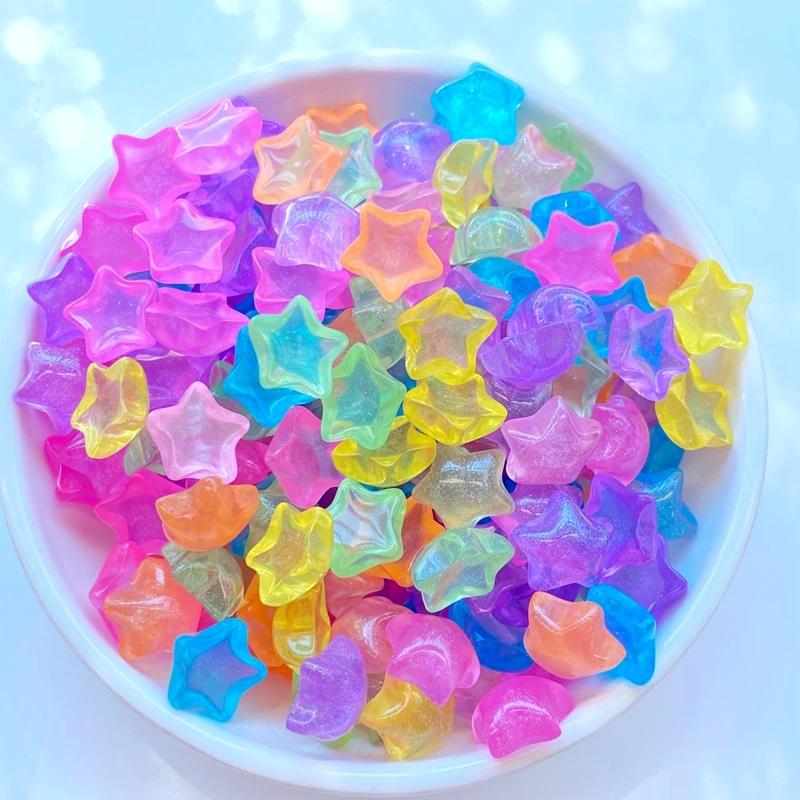 30 pièces nouveau mignon Mini 11mm étoiles brillantes résine Figurine artisanat Flatback Cabochon or