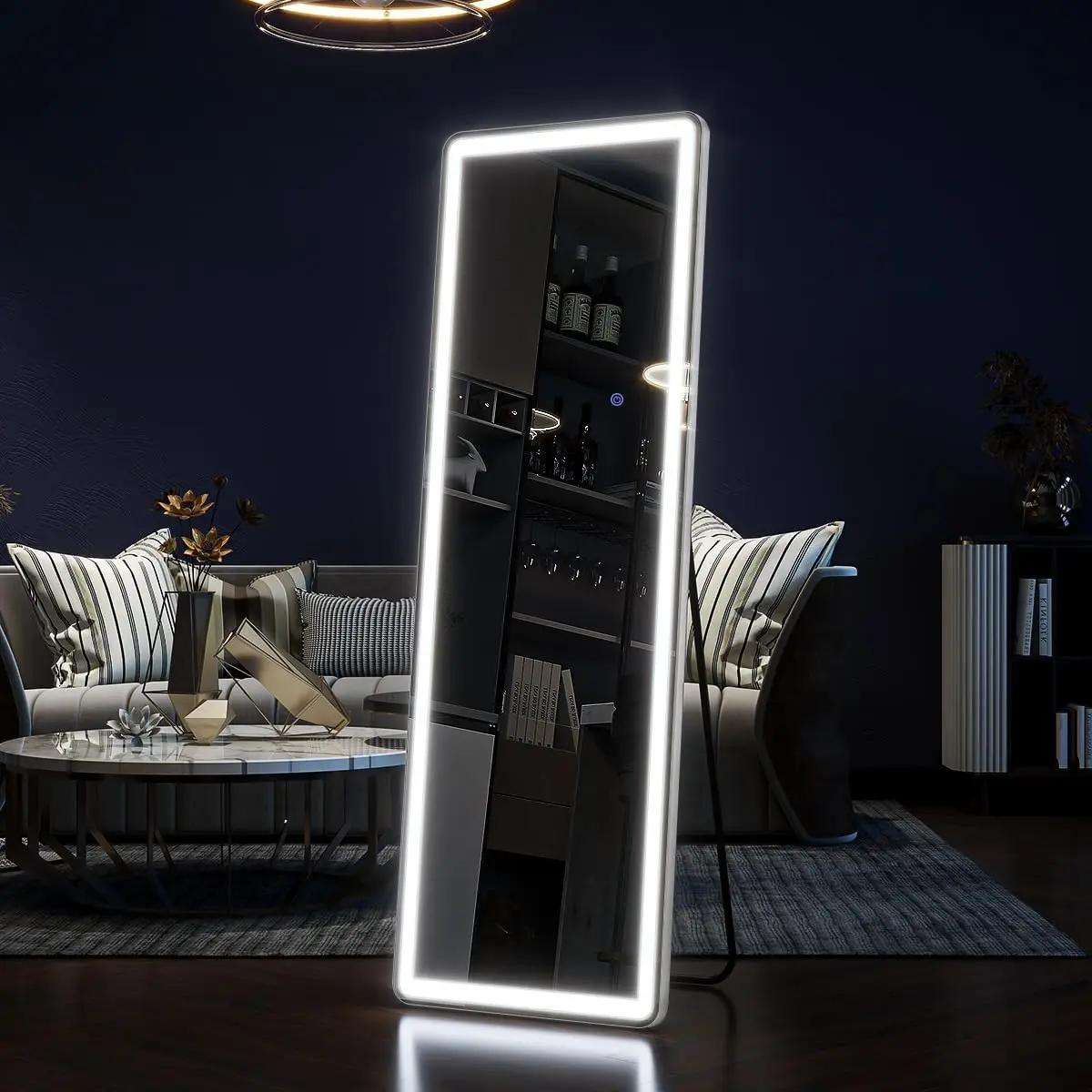 Miroir pleine longueur 63 "x 20" avec lumières, miroir LED pleine longueur, miroir de sol éclairé av