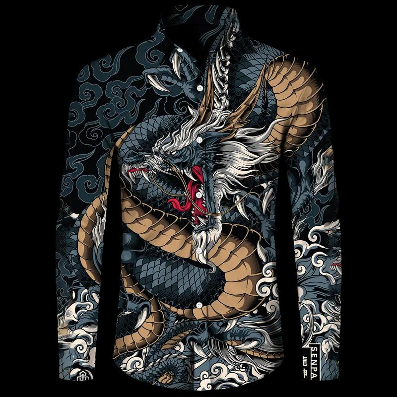 Chemise à manches longues pour hommes, Palm Graphic HD Pattern Button, Décontracté, Extérieur, Y-Dis