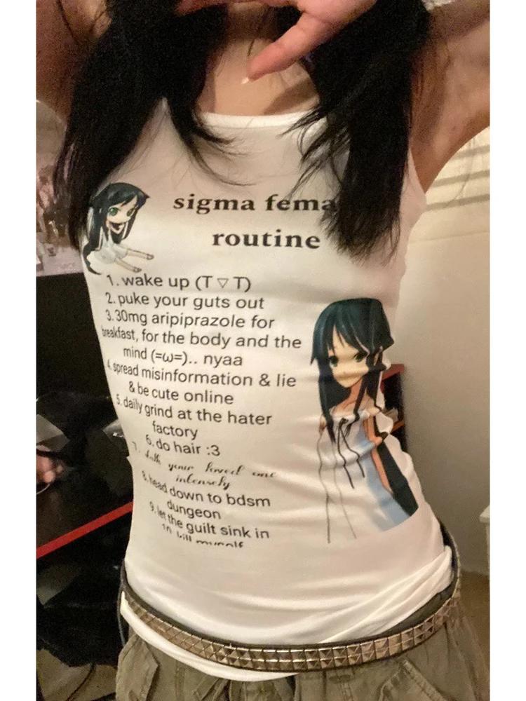 Camisole graphique Anime Grunge, haut court Vintage gothique pour femmes, débardeur Corset, t-shirts
