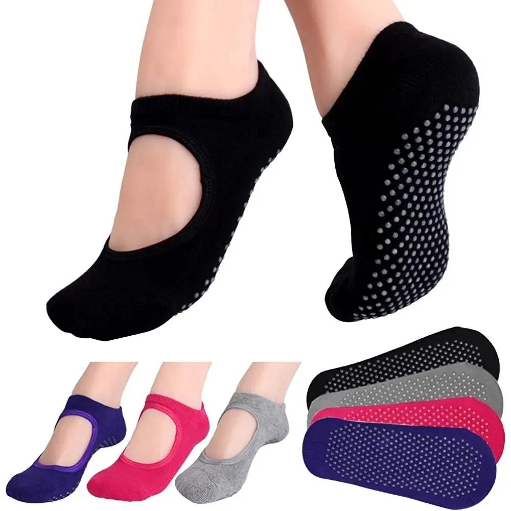 Chaussettes de Yoga antidérapantes, dos nu, en coton, pour femmes, Sport, Pilates, pantoufles de dan