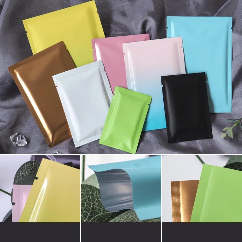 TETP 100 pièces petit Film d'aluminium coloré sac ouvert supérieur poudre thermoscellée bonbons thé 