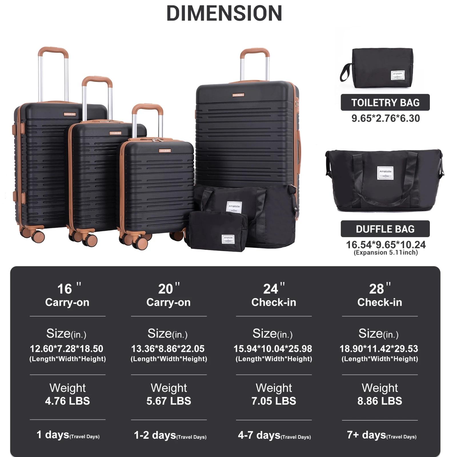 Ensemble de bagages 4 pièces, valises avec doubles roulettes pivotantes et serrure TSA, ensemble de 
