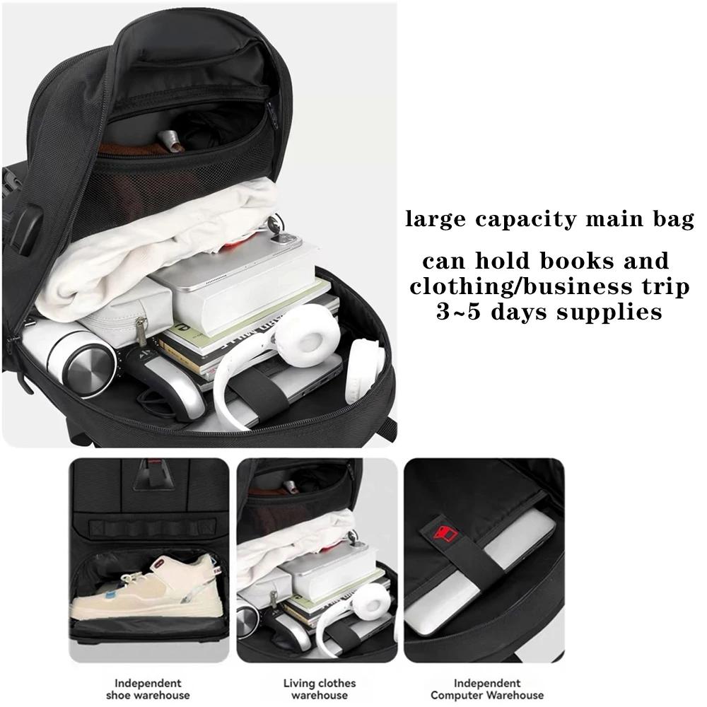 Sac à dos de voyage extensible pour ordinateur portable de grande capacité 60L, grand sac à dos d'af
