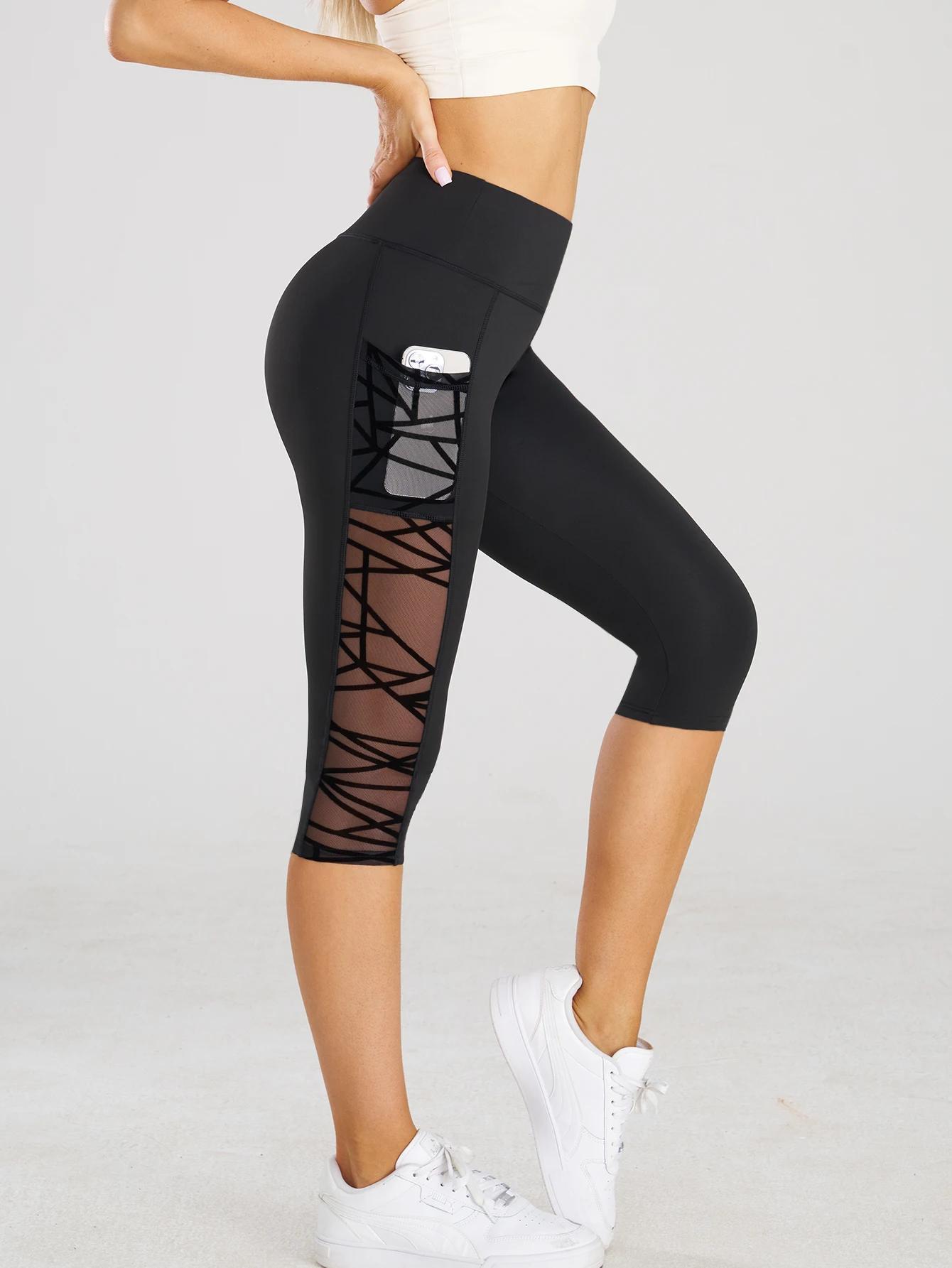 Taille haute Yoga pantalons courts Leggings avec poches sport Fitness décontracté serré pantalons de