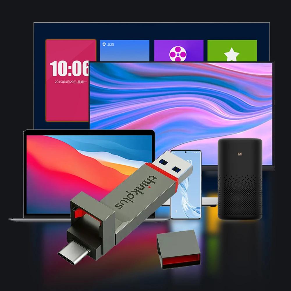 Clé USB Thinkplus USB3.2 Type-C OTG double port portable, disque SSD, lecteur flash USB 256 Go 512 G