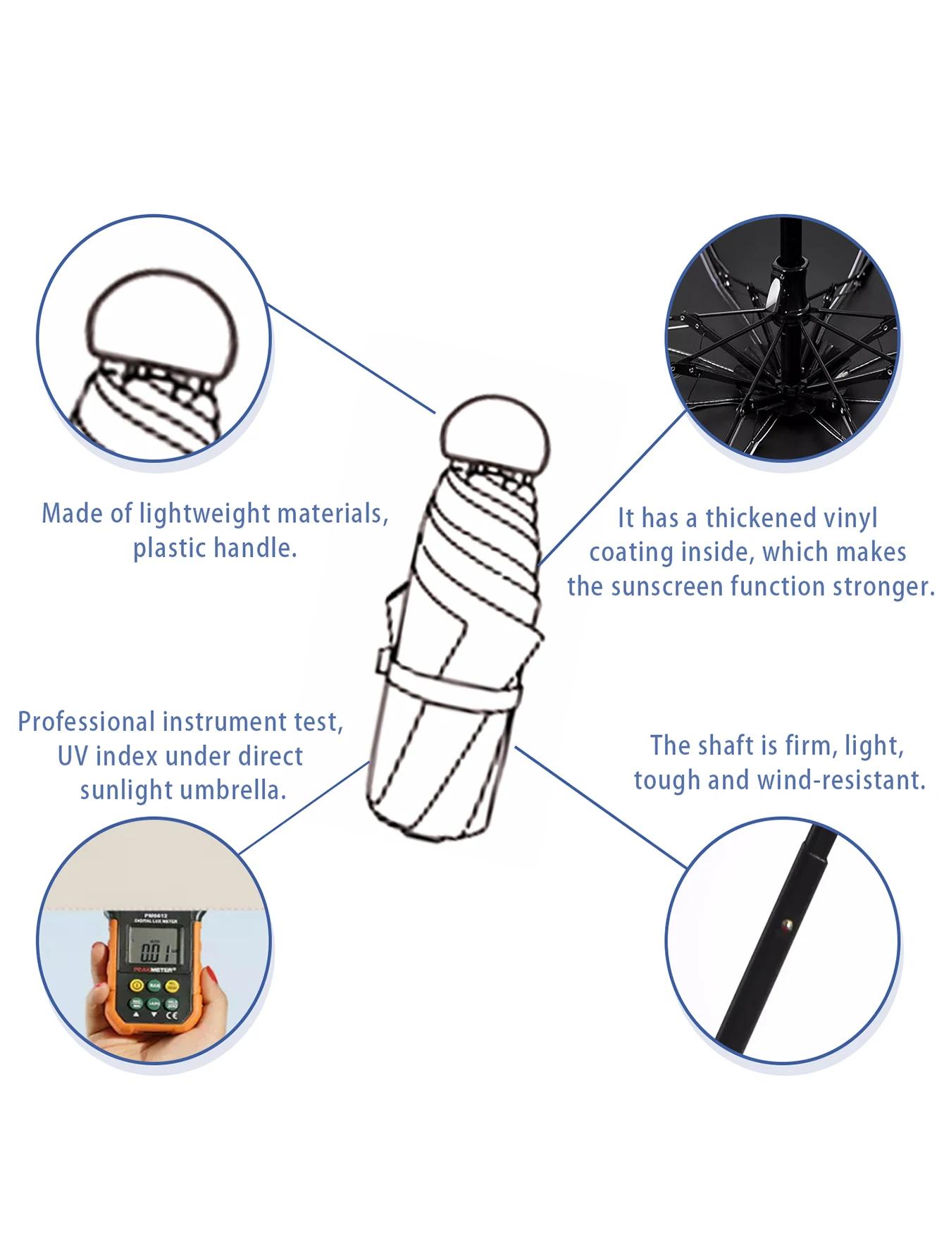 Parapluie à capsules Portable ultraléger et Compact, Protection UV, Mini parapluie à cinq volets