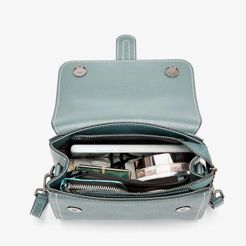 Sac messager en cuir véritable pour femme, sac à main décontracté, cuir de vache, tout assressenti, 