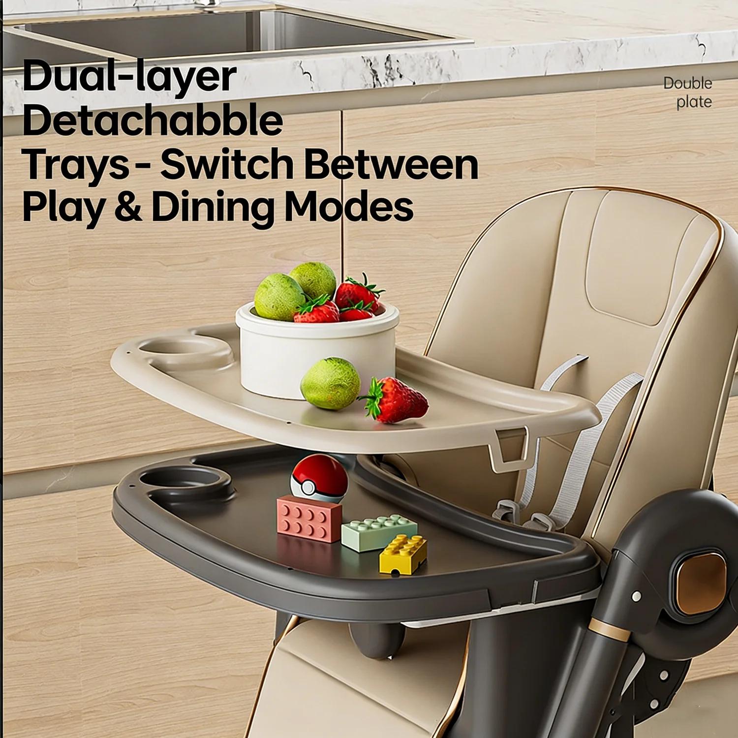 Chaise haute 4 en 1 Grow-with-Me pour bébé et tout-petit – Fauteuil inclinable, alimentation, modes 