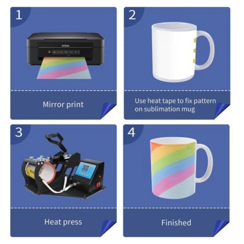 HTVRONT Lot de 6 tasses à sublimation de 11 OZ, ensemble vierge, gobelets classiques avec poignées p