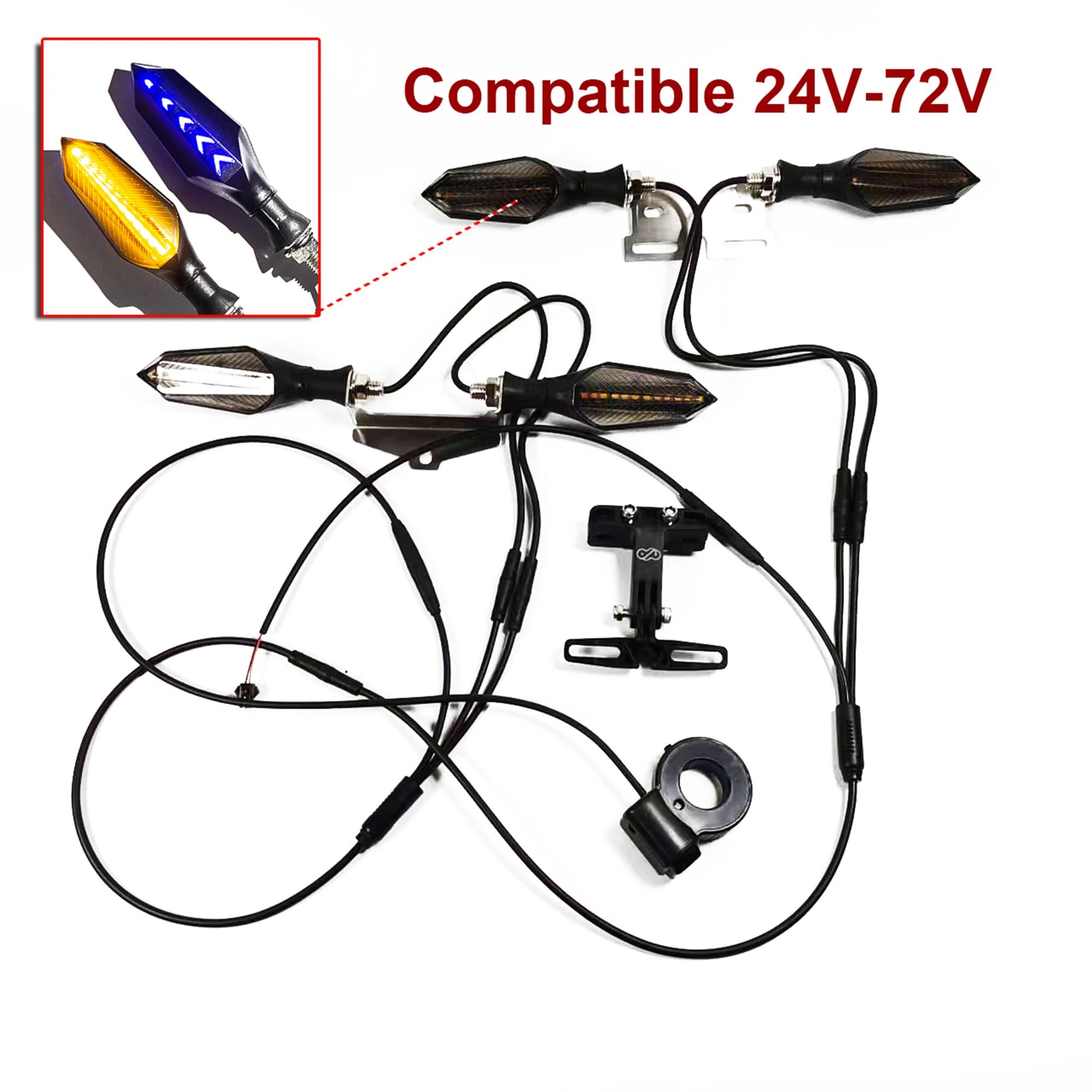 Kit de clignotants de vélo électrique IGO-E, 36V 48V52V 72V, câble étanche clignotant à flux