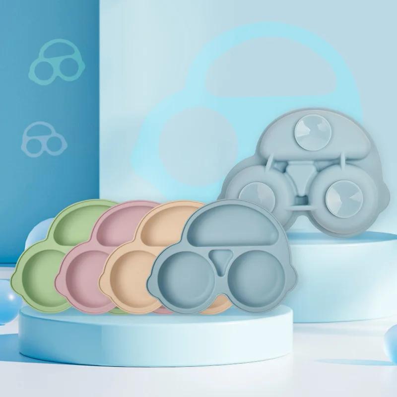 Bébé sûr Silicone assiette à manger aspiration dessin animé enfants plats alimentation enfant en bas