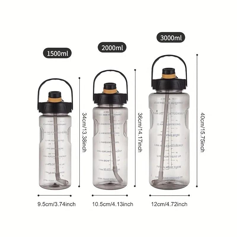 LUSQI – bouteille d'eau de sport 1,5 l/2l/3l, tasse en plastique de grande capacité, anti-fuite avec