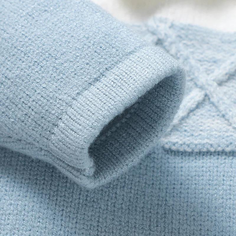 Barboteuse Bergame en Tricot Doux pour Bébé Garçon de 0 à 18 Mois, Combinaison à Manches sulfet Col 