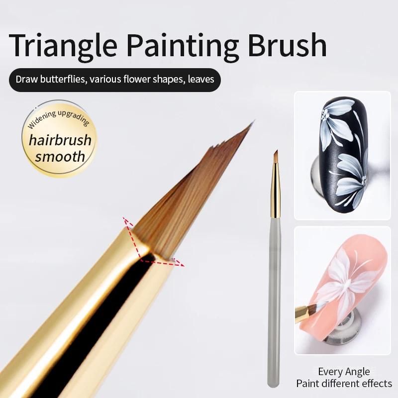 Pinceau de peinture triangulaire pour ongles, 1 pièce, pinceaux pour Nail Art, lignes françaises, ra