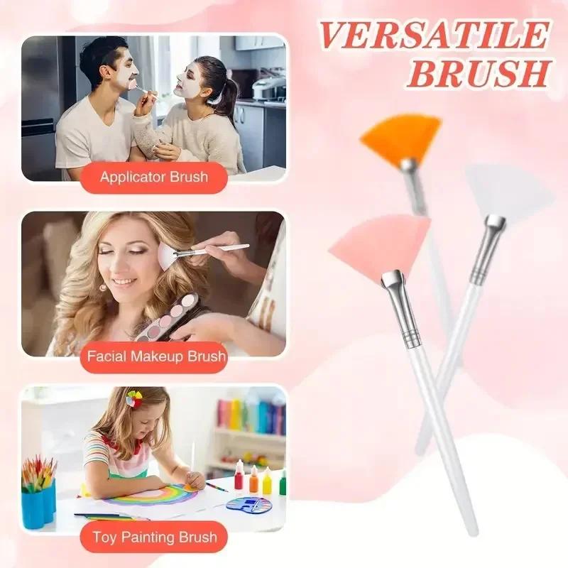 Brosses Faciales Pratiques en Forme d'Éventail, Applicateur de Masque Facial à Tête Plate, Doux et P