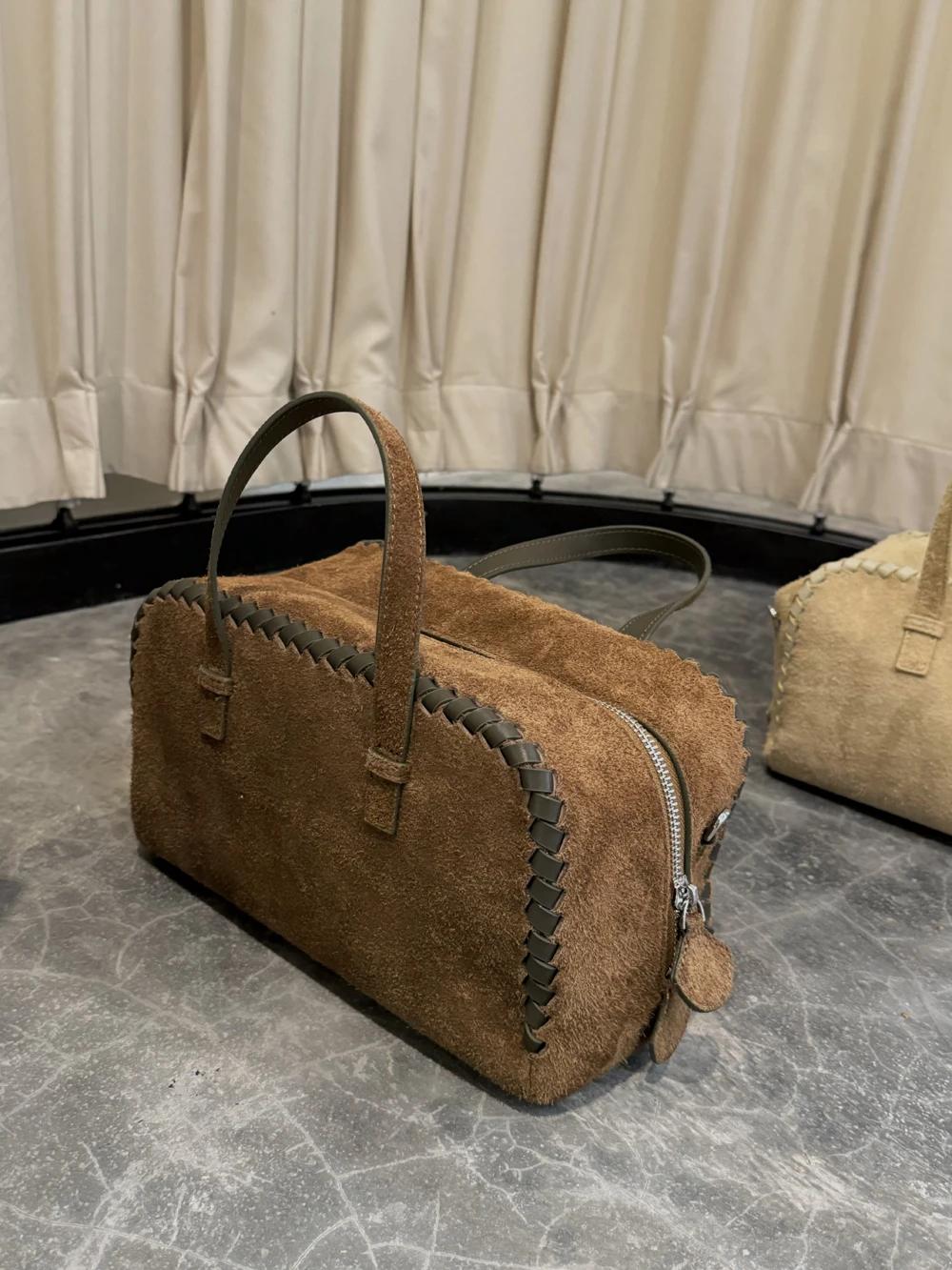 Sac fourre-tout en cuir véritable pour femmes, sac à main en daim pour les déplacements, le Shopping