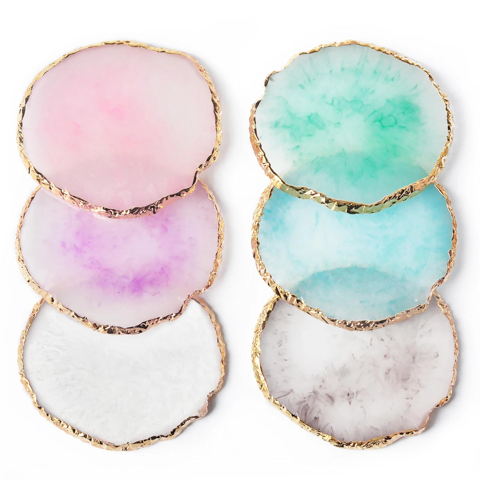 Palette de Faux Ongles Ronds en Résine et Pierre d'Agate, Présentoir de Verhéritage Gel, Outil de Ma