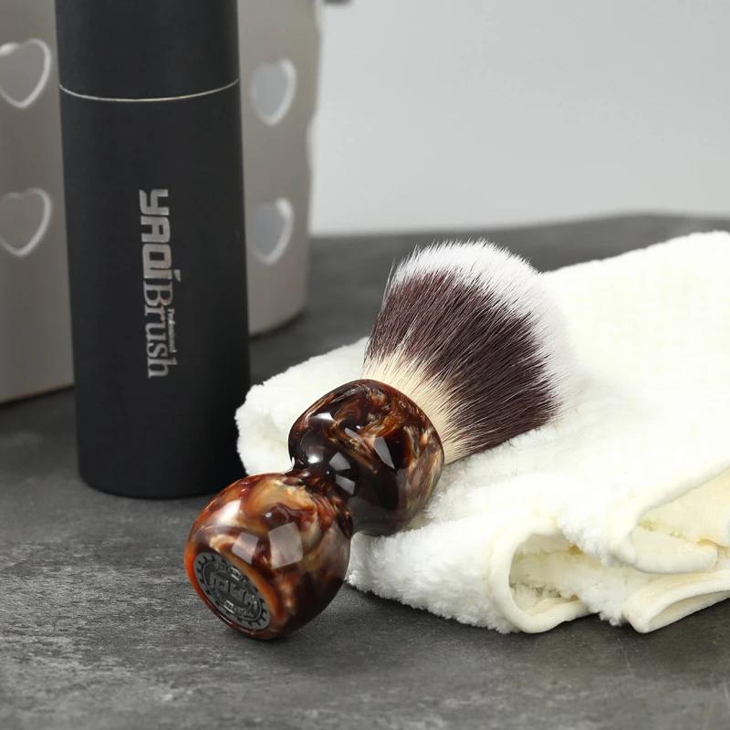 YAQI – moustaches de chat Caramel, cheveux synthétiques, brosse de rasage humide pour hommes