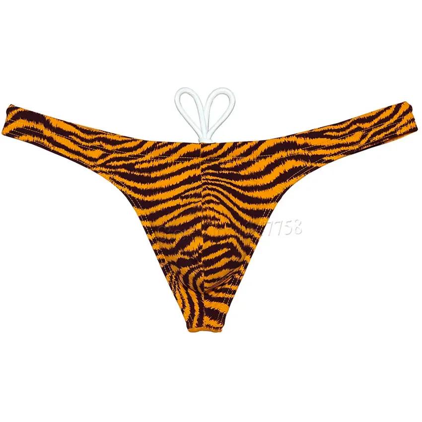 Maillot de bain à rayures tigre pour homme, slip de plage, culotte effrontée, maillot de surf