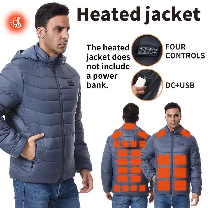 Veste chauffante pour hommes à quatre zones 27 zones Manteau chauffant à capuche chaud pour l'extéri