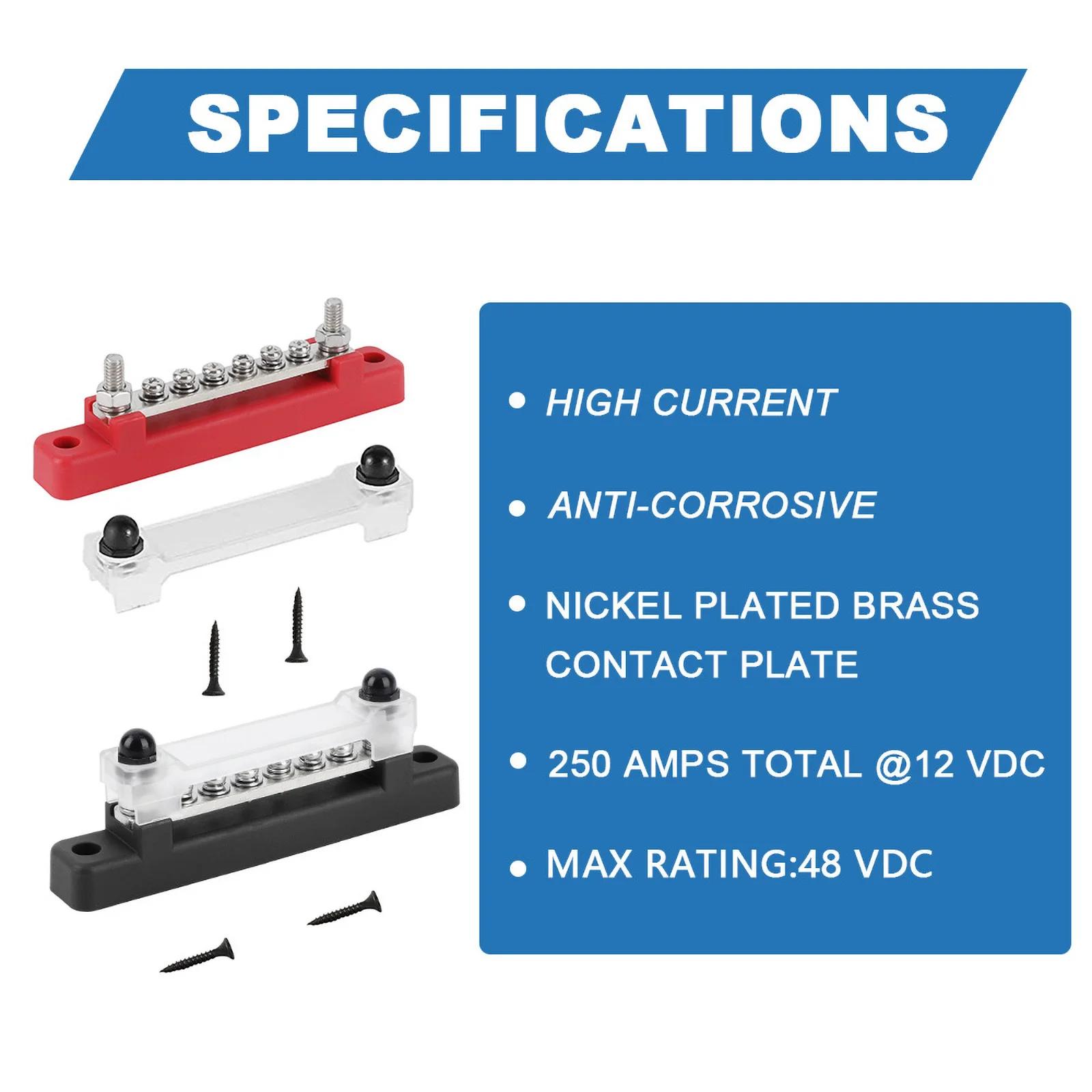 Barre omnibus M6 12V, bloc de Distribution d'énergie 1/4 pouces, bornier électrique 150A, barre omni